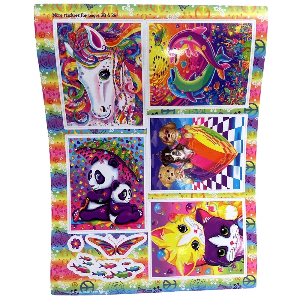 Vtg Lisa‎ Frank Panda Unicorn Cat Dog Dolphin Fish Butterfly Heart Jumbo Sticker